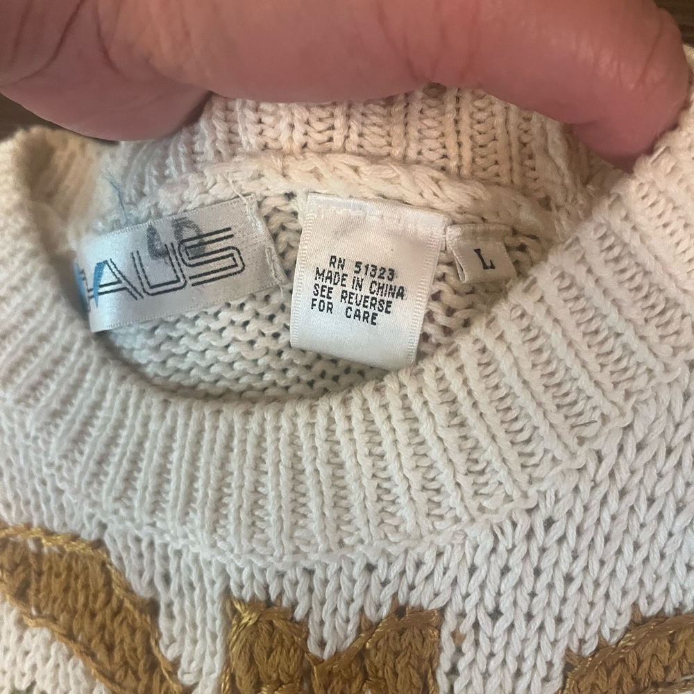 Vintage Cottagecore Coquette Oversized Chunky Knit Sweater Size Large - Picture 6 of 9